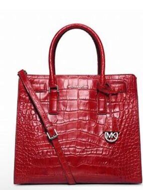 Michael Kors Dillon Croco Embossed Leather Satchel NWOT